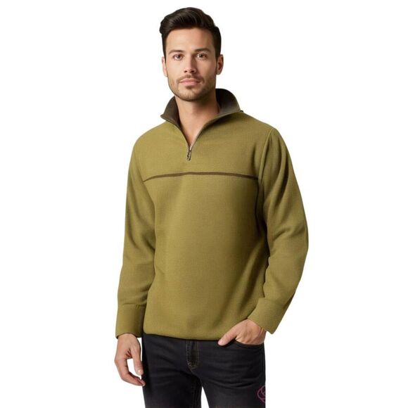 Reunion Olive Green Half Zip Sweater - Picture 1 of 9
